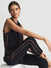 Reiss Navy/Camel Tayla Side Stripe Jumpsuit - Image 4 of 7