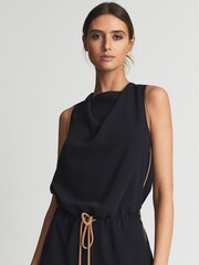 Reiss Navy/Camel Tayla Side Stripe Jumpsuit - Image 7 of 7
