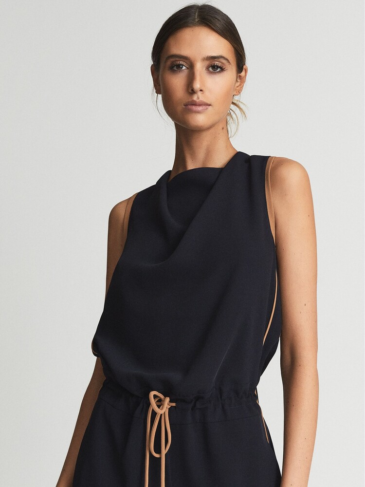 Reiss Navy/Camel Tayla Side Stripe Jumpsuit - Image 7 of 7