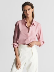 Reiss Pink Jenny Cotton Poplin Shirt - Image 1 of 6