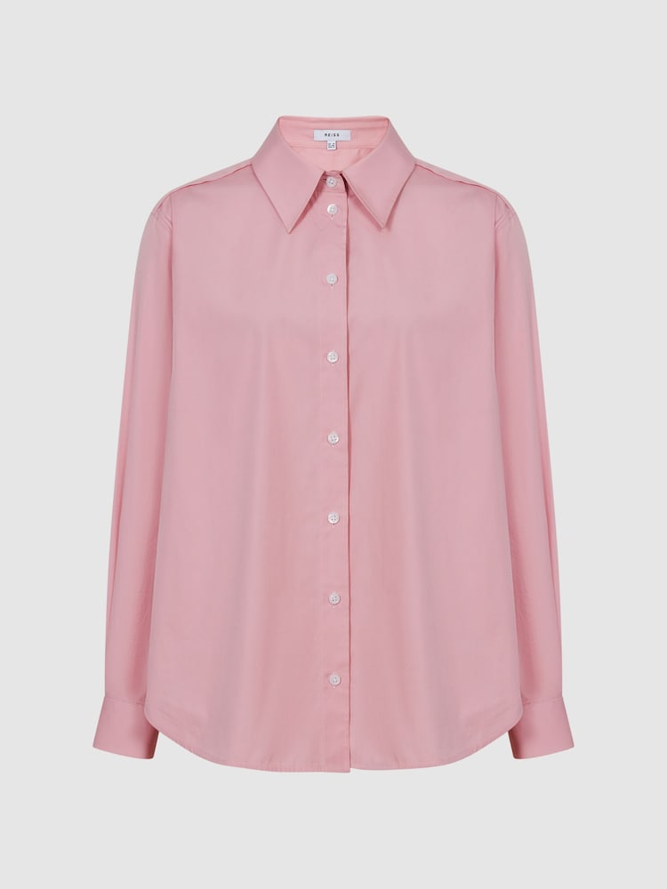 Reiss Pink Jenny Cotton Poplin Shirt - Image 2 of 6