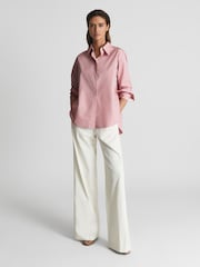 Reiss Pink Jenny Cotton Poplin Shirt - Image 3 of 6