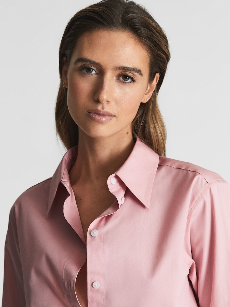 Reiss Pink Jenny Cotton Poplin Shirt - Image 6 of 6
