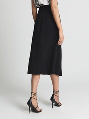 Reiss Black Drew Contrast Pleat Midi Skirt - Image 5 of 5