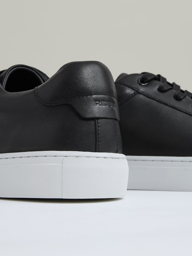 Reiss Black Ashley Leather Low Top Trainers - Image 5 of 7