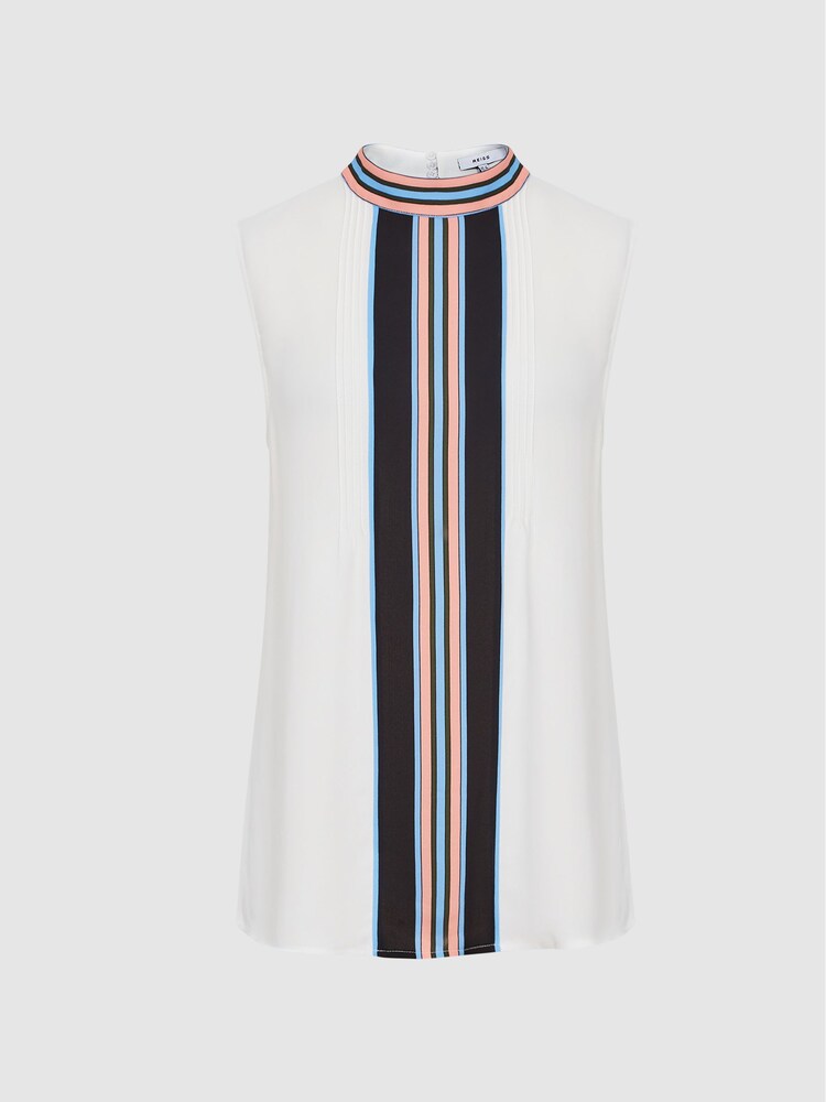 Reiss White Arya Printed Stripe Halter Blouse - Image 2 of 6