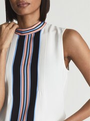 Reiss White Arya Printed Stripe Halter Blouse - Image 4 of 6