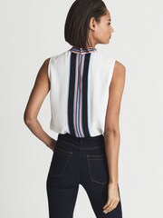 Reiss White Arya Printed Stripe Halter Blouse - Image 5 of 6