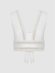 Reiss White Ivy Lace Crop Top - Image 2 of 7
