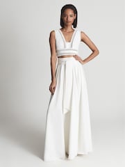 Reiss White Ivy Lace Crop Top - Image 3 of 7