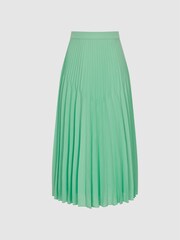 Reiss Green Izzie Pleated Midi Skirt - Image 2 of 5
