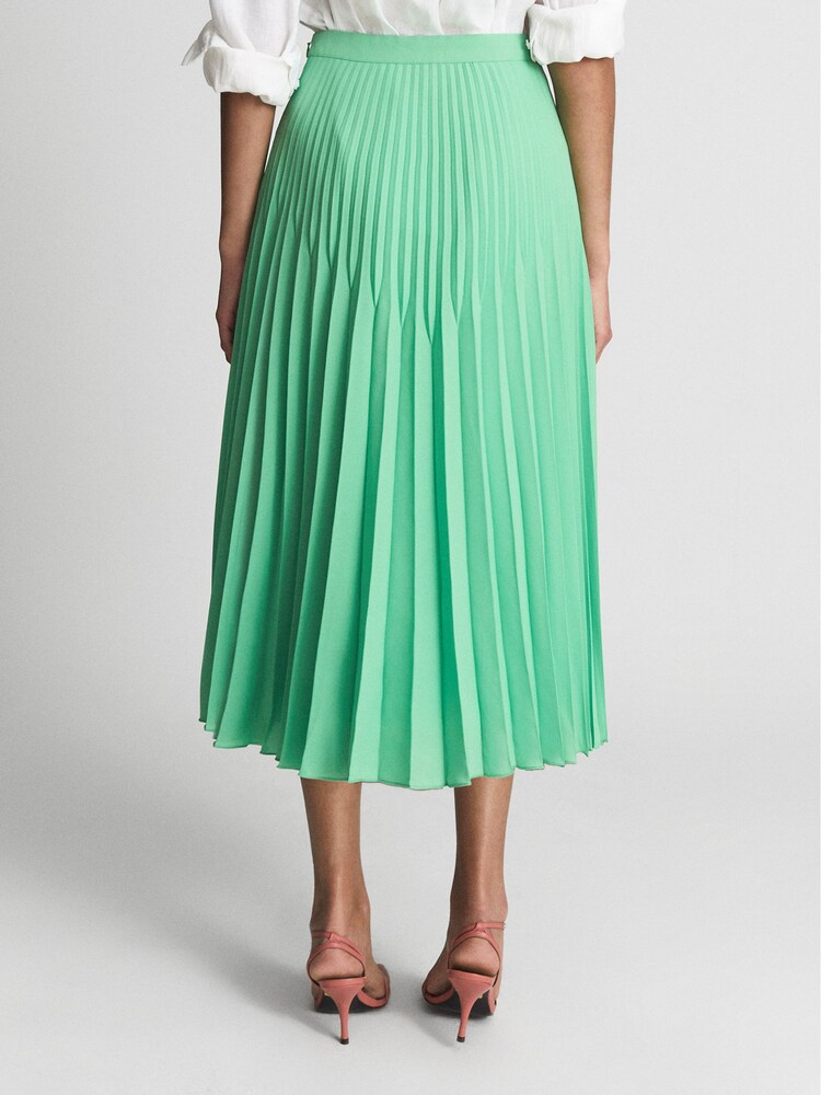 Reiss Green Izzie Pleated Midi Skirt - Image 5 of 5