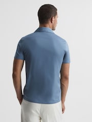 Reiss Steel Blue Caspa Mercerised Jersey Cuban Collar Shirt - Image 5 of 7