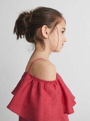 Reiss Orange Hanna Junior Off The Shoulder Print Dress - Image 3 of 6