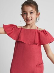 Reiss Orange Hanna Junior Off The Shoulder Print Dress - Image 4 of 6