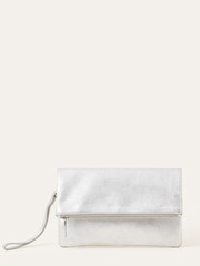 Accessorize Silver Carley Leather Clutch Bag - Image 1 of 4