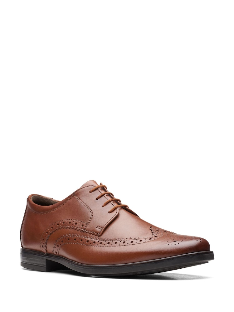 Clarks Brown Leather Howard Walk Shoes - Image 7 of 7