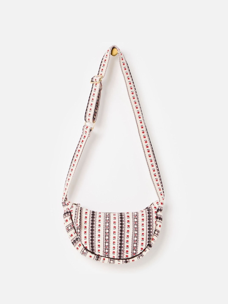 Oliver Bonas Cream Betty Monochrome Floral Belt Bag - Image 1 of 7 Oliver Bonas Cream Betty Monochrome Floral Belt Bag - Image 1 of 7