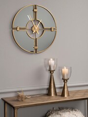 Libra Gold Destiny Mirrored Wall Clock - Image 1 of 4