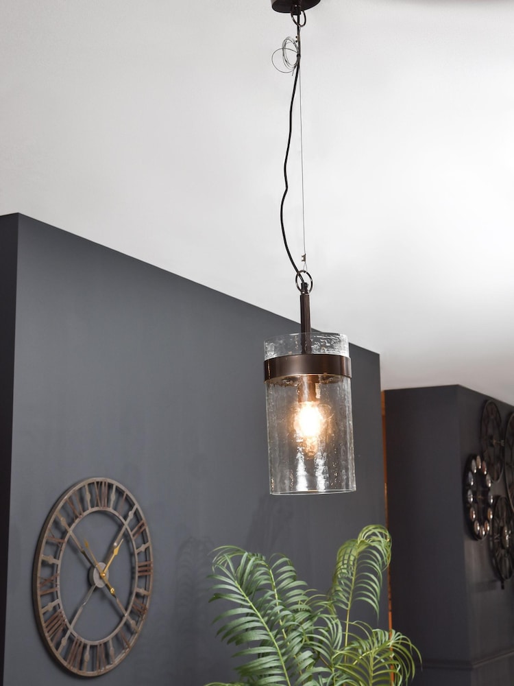 Libra Interiors Black Nickel Atrium Single Glass Ceiling Light Pendant - Image 1 of 2