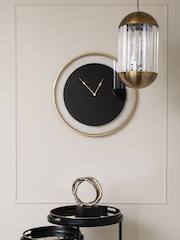 Libra Black Telford Round Wall Clock with Gold Detail - Image 1 of 2