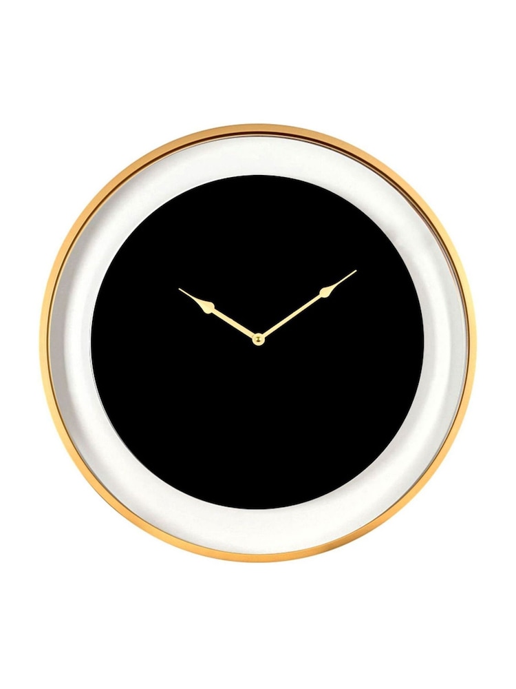 Libra Black Telford Round Wall Clock with Gold Detail - Image 2 of 2