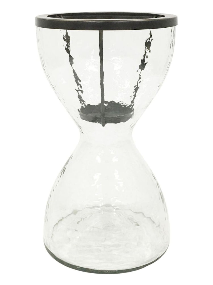Libra Interiors Clear Nautica Hourglass Hurricane Vase - Image 2 of 3