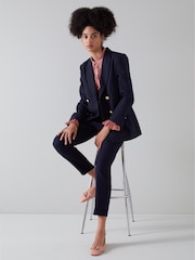 LK Bennett Blue Mariner Linen Blend Sailor Jacket - Image 3 of 5