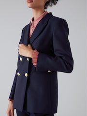 LK Bennett Blue Mariner Linen Blend Sailor Jacket - Image 4 of 5