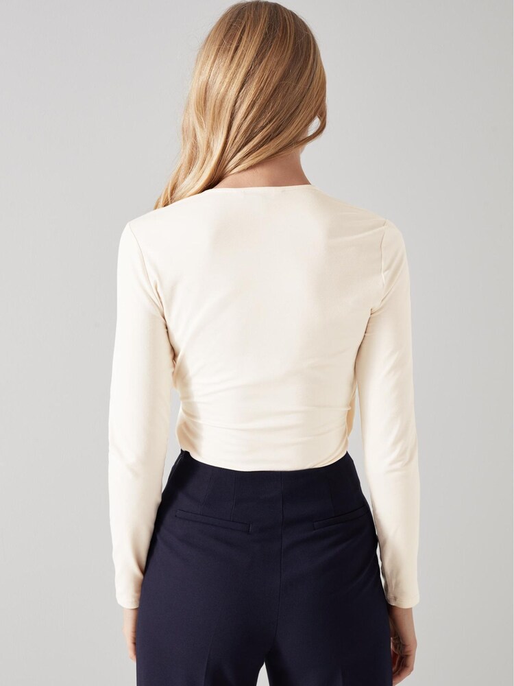 LK Bennett Cream Eames Jersey Wrap Top - Image 2 of 4