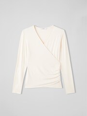 LK Bennett Cream Eames Jersey Wrap Top - Image 4 of 4