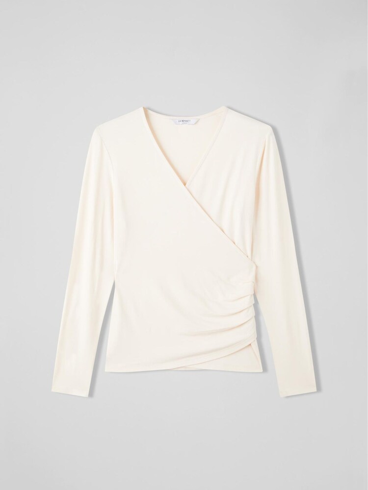 LK Bennett Cream Eames Jersey Wrap Top - Image 4 of 4