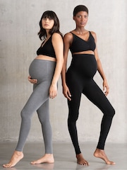Seraphine Black and Grey Bamboo Maternity Leggings – Twin Pack - Image 1 of 5