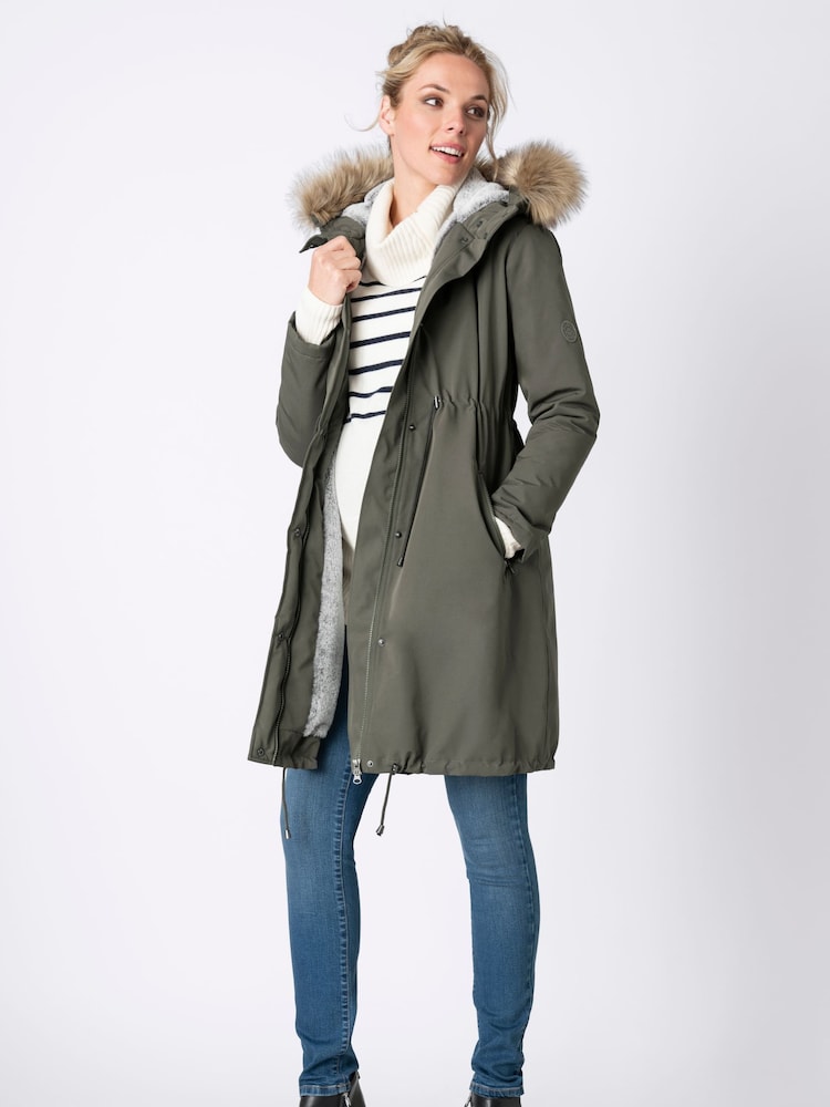 Seraphine Khaki Green 3-In-1 Winter Maternity Parka - Image 2 of 9