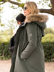 Seraphine Khaki Green 3-In-1 Winter Maternity Parka - Image 5 of 9