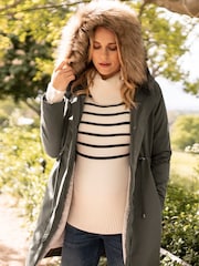 Seraphine Khaki Green 3-In-1 Winter Maternity Parka - Image 7 of 9