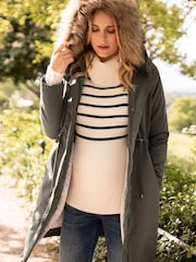 Seraphine Khaki Green 3-In-1 Winter Maternity Parka - Image 9 of 9
