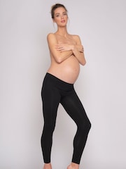 Seraphine Black Bamboo Under-Bump Maternity Leggings - Image 6 of 6