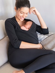 Seraphine Black Cotton Skin To Skin Post Maternity Top - Image 1 of 5