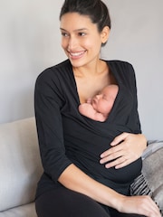 Seraphine Black Cotton Skin To Skin Post Maternity Top - Image 2 of 5