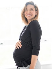 Seraphine Black Cotton Skin To Skin Post Maternity Top - Image 4 of 5