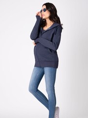 Seraphine Blue Cotton Blend 3-in-1 Maternity Hoodie - Image 4 of 5