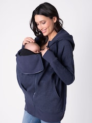 Seraphine Blue Cotton Blend 3-in-1 Maternity Hoodie - Image 5 of 5