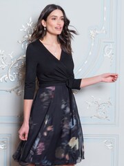 Seraphine Black Black Floral Wrap Maternity & Nursing Dress - Image 4 of 5