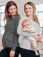 Seraphine Black Striped Maternity And Nursing Tops 2 Pack - Image 1 of 6