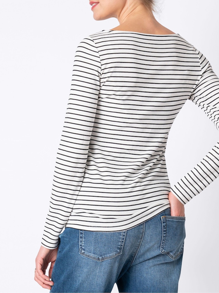 Seraphine Black Striped Maternity And Nursing Tops 2 Pack - Image 2 of 6