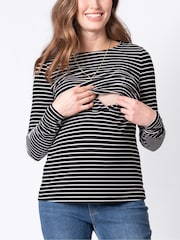 Seraphine Black Striped Maternity And Nursing Tops 2 Pack - Image 6 of 6