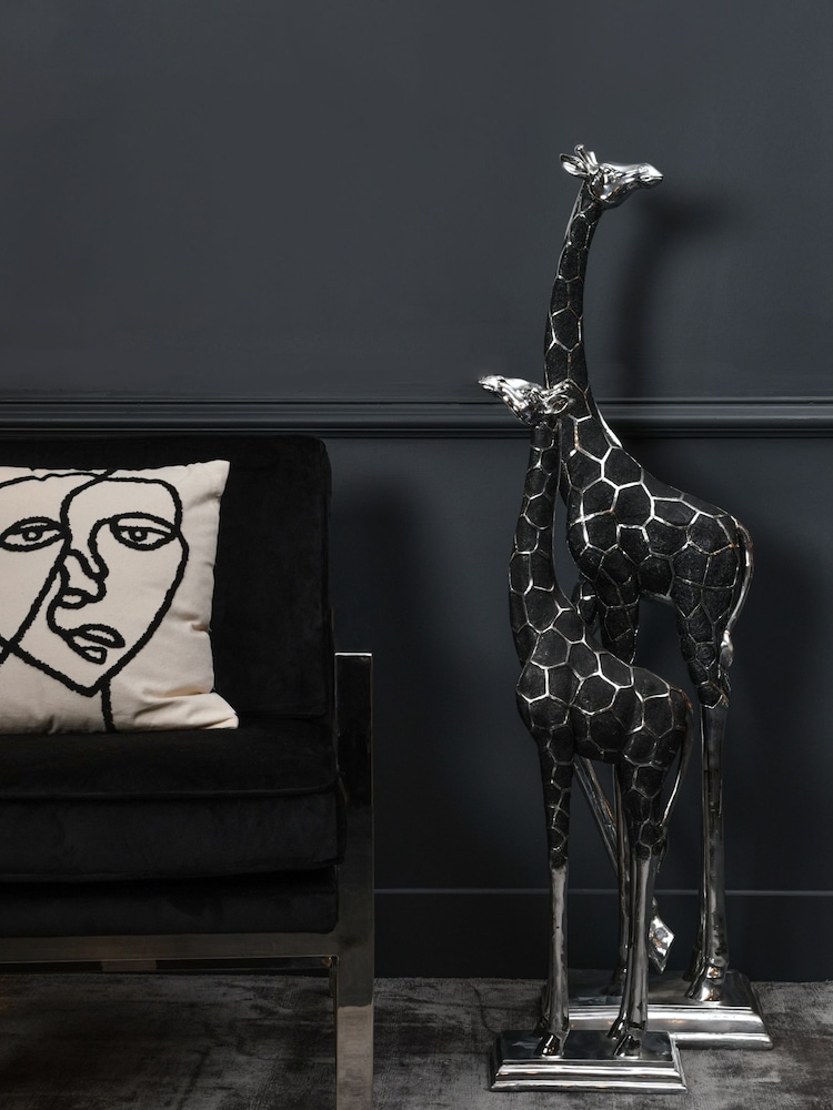 Libra Silver Giant Back Facing Giraffe Sculpture - Image 1 of 2