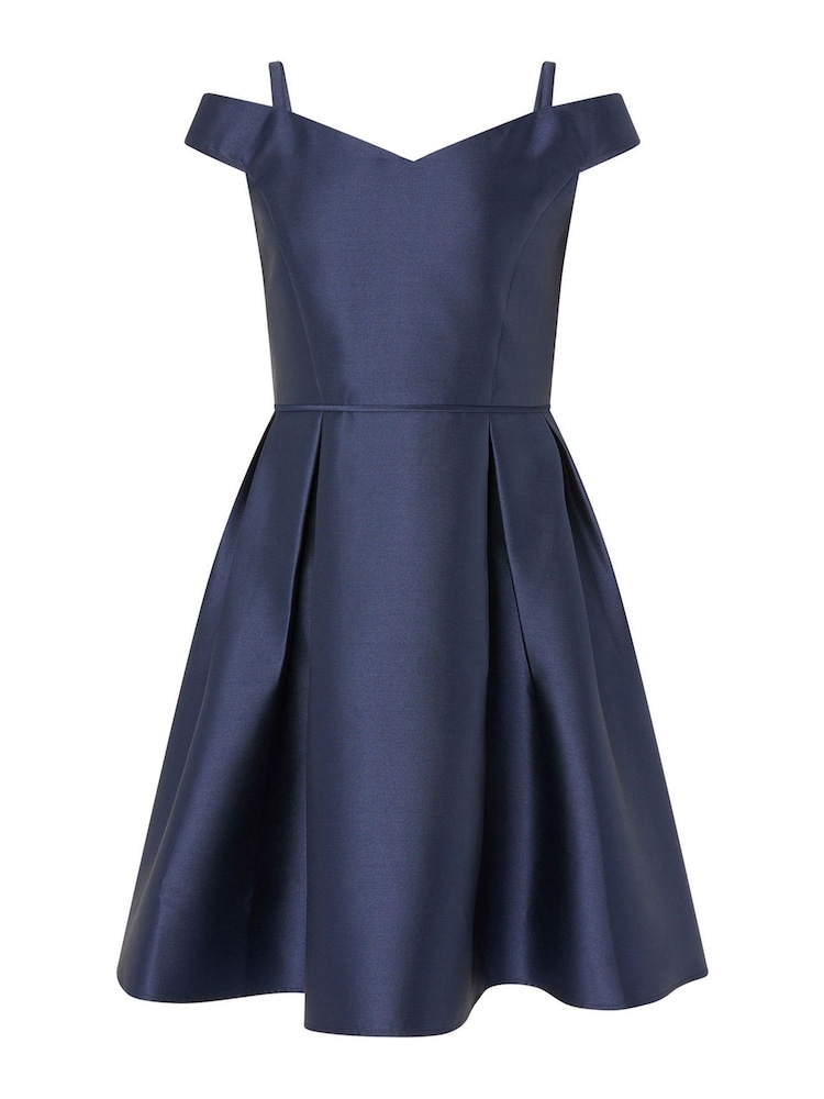 Monsoon Blue Duchess Twill Bardot Prom Dress - Image 1 of 2 Monsoon Blue Duchess Twill Bardot Prom Dress - Image 1 of 2