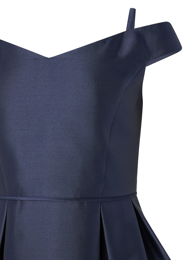 Monsoon Blue Duchess Twill Bardot Prom Dress - Image 2 of 2 Monsoon Blue Duchess Twill Bardot Prom Dress - Image 2 of 2